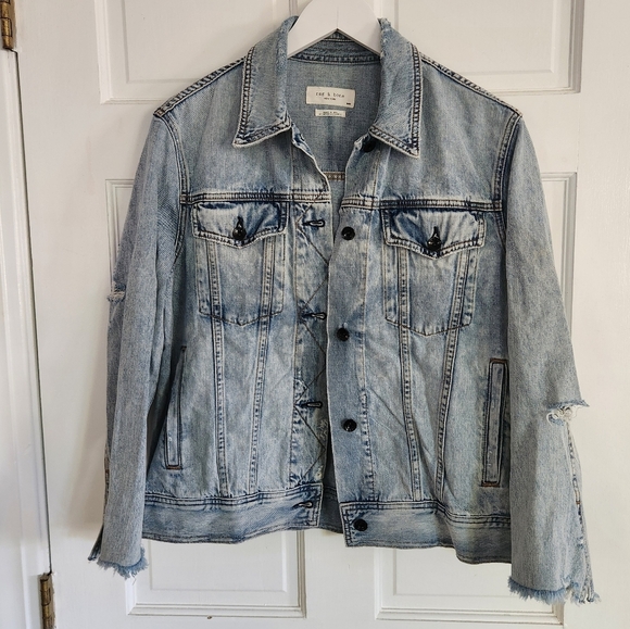 Rag & Bone Oversized Distressed Denim Jacket - Picture 1 of 9